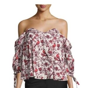 Caroline Constas Gabriella Off-the-Shoulder
Bird & Floral Bustier Top S corset